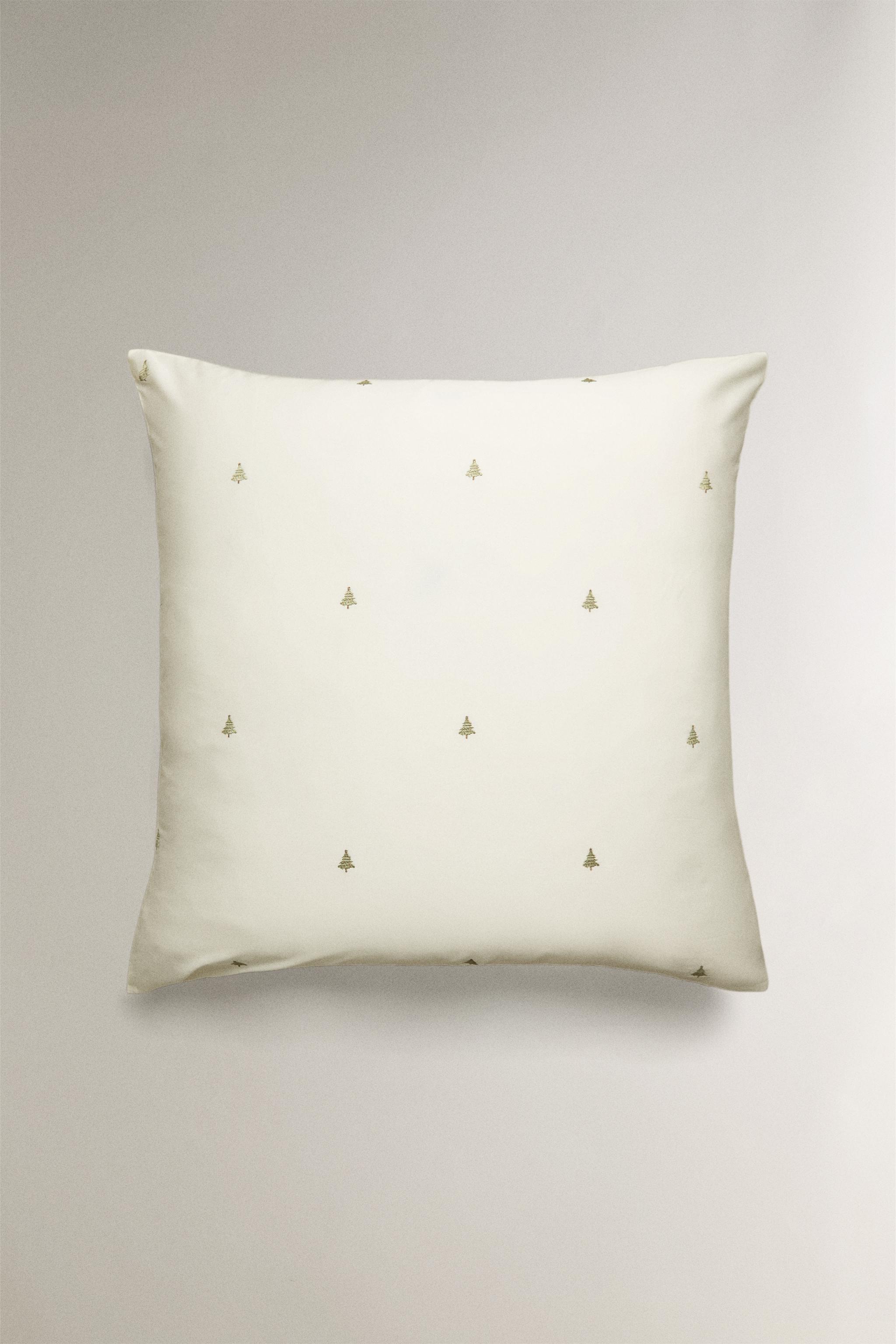 TAIE D'OREILLER SATIN BRODÉ NOËL